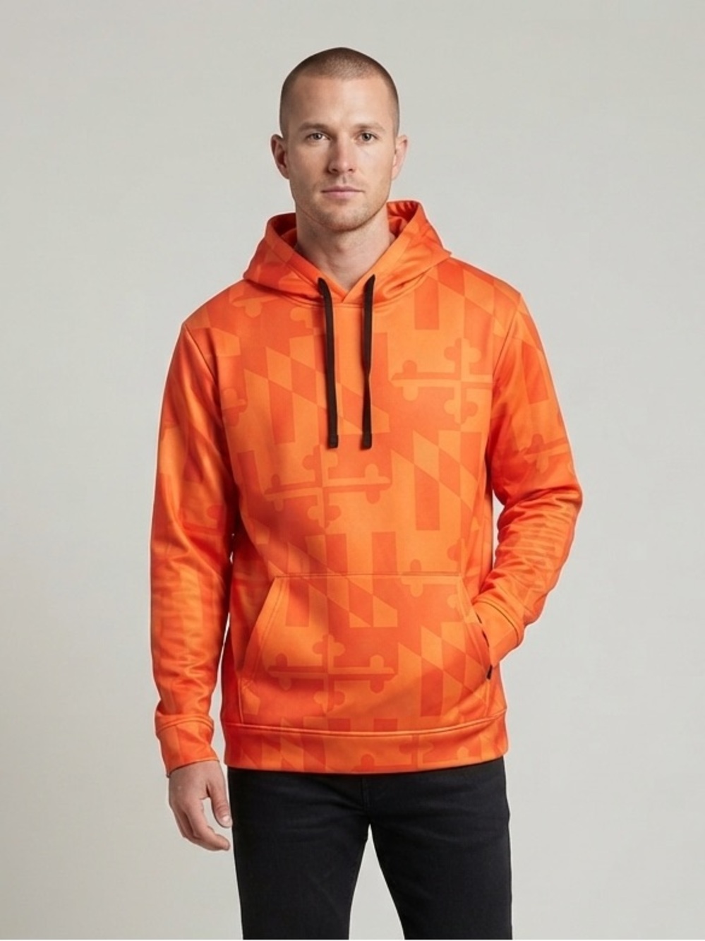 Route 1 Maryland Flag Orange Monochrome Sublimated Print Graphic Hoodie Pullover